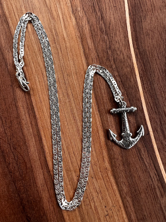 Damascene Anchor Pendant Sterling Silver