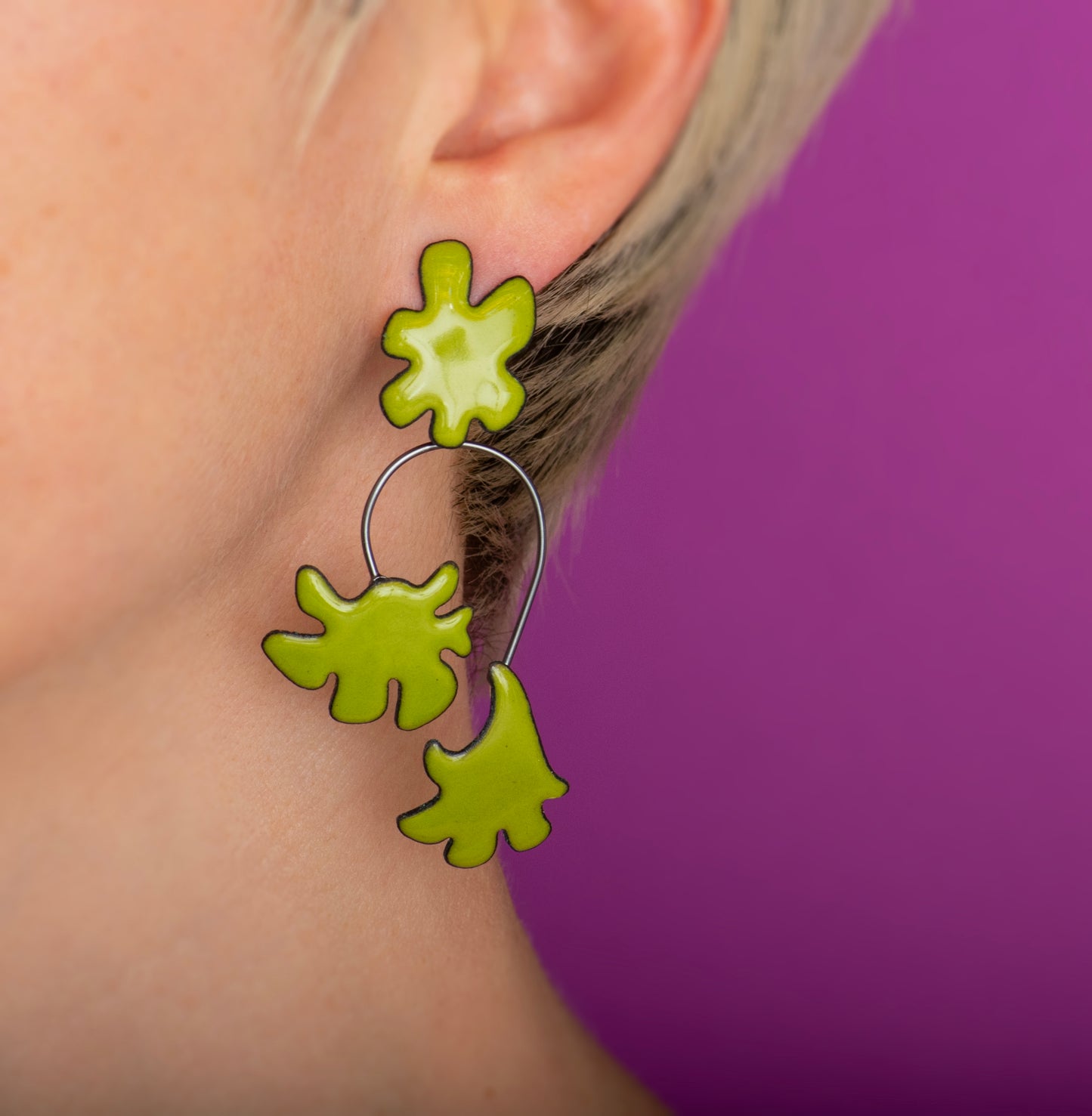Orchid Earrings/Bitter Green