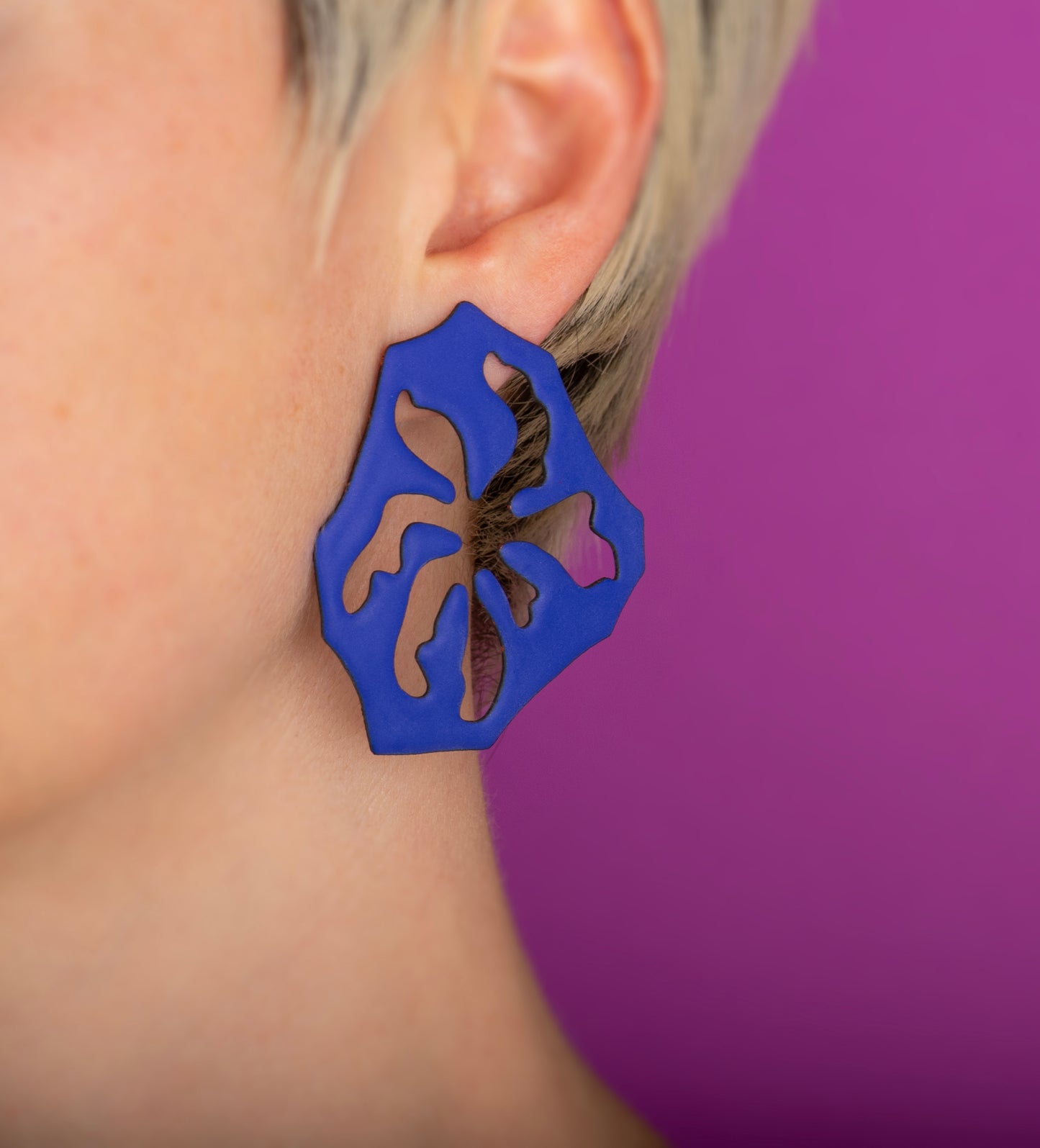 Large Remnant Earrings/Matte Ultramarine Blue