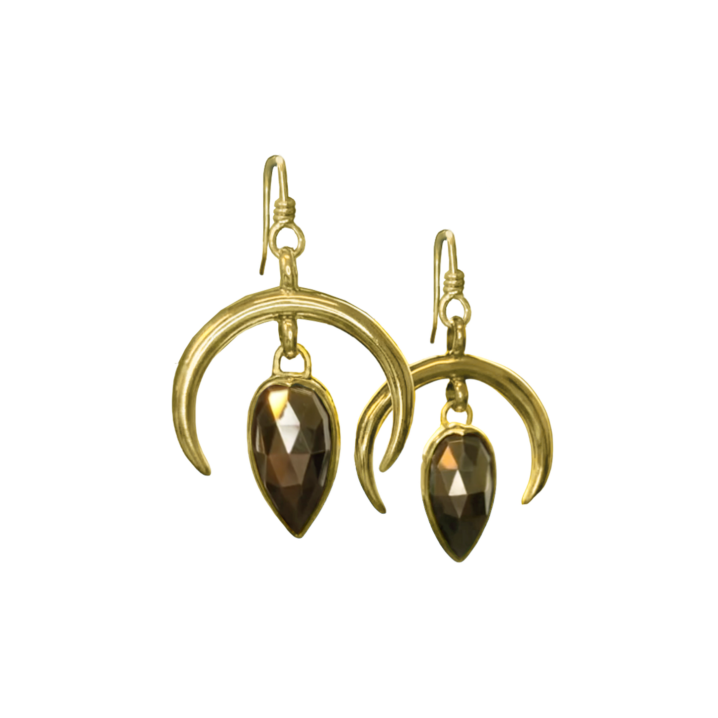 Pyrite Crescent Moon Earrings