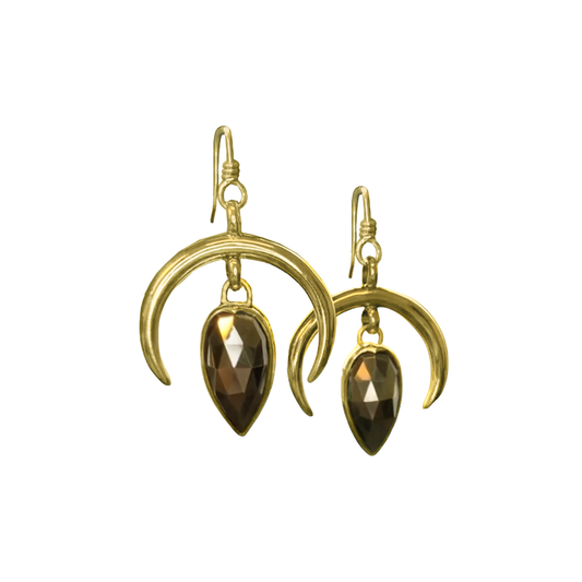 Pyrite Crescent Moon Earrings