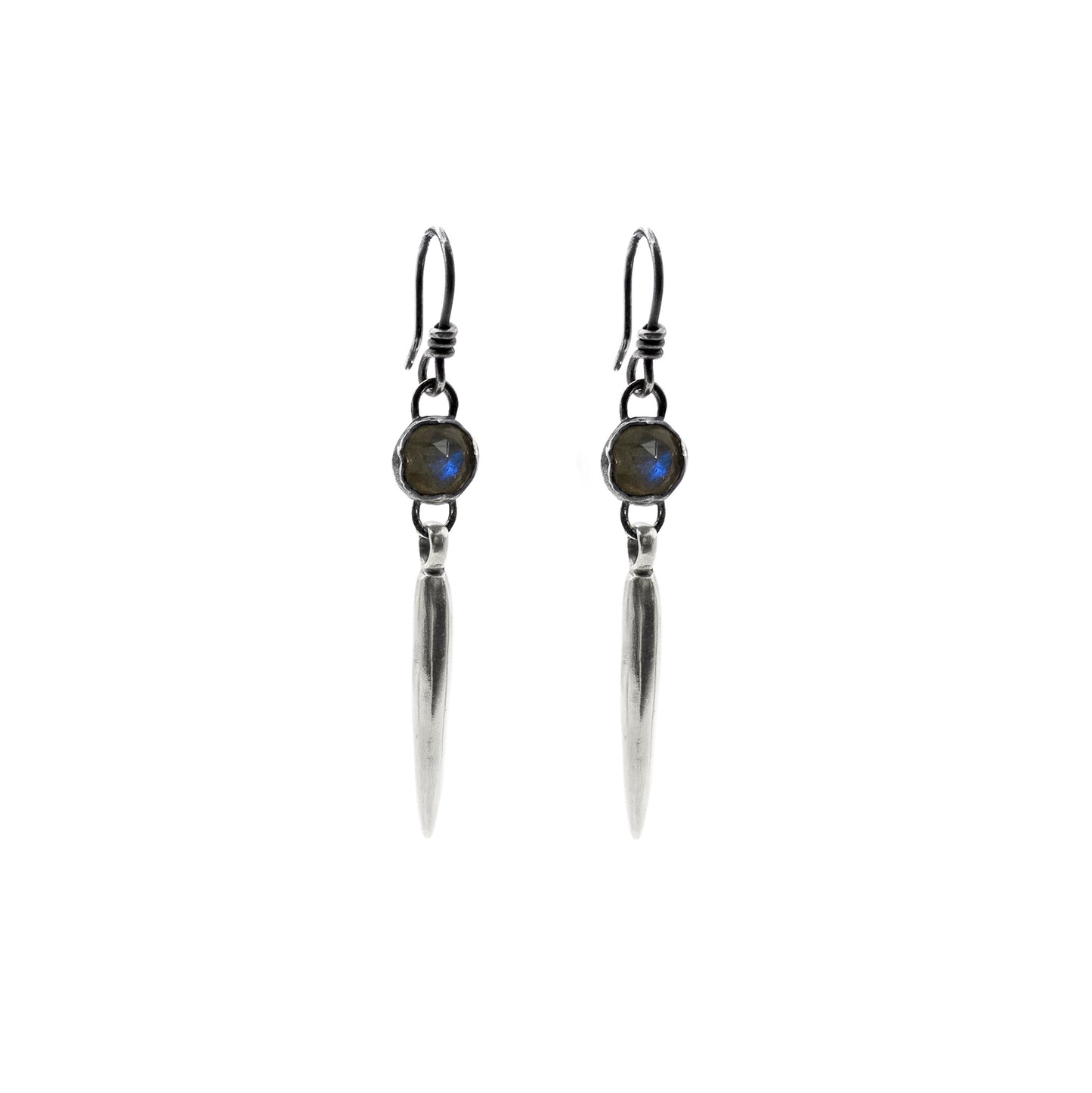 Oxidized Silver Labradorite Earrings