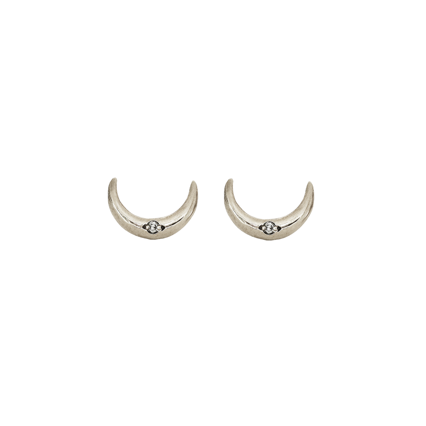 Sterling Silver Mini Crescent Moon Studs
