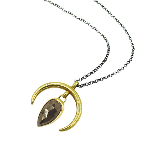 Crescent Moon Pendant w/ Pyrite