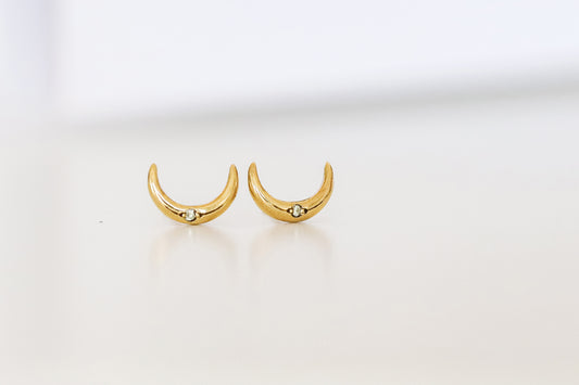 Bronze Mini Crescent Moon Studs