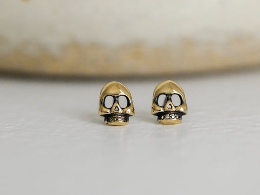 Bronze Mini Skull Studs