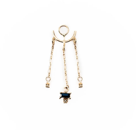 Triple Charm Earring Jacket- Australian Sapphire