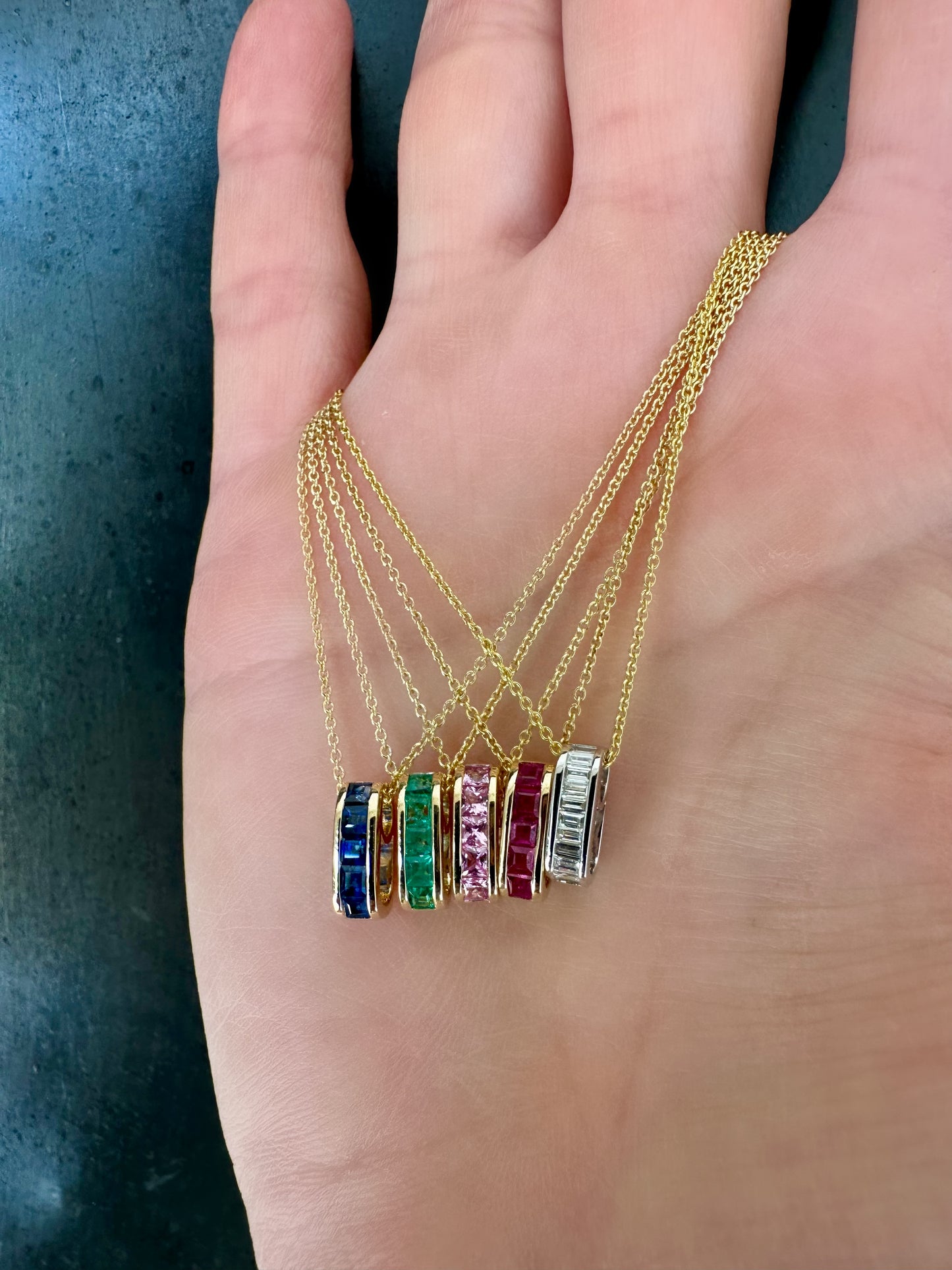Mini Small Legend Ruby Baguette Link Necklace