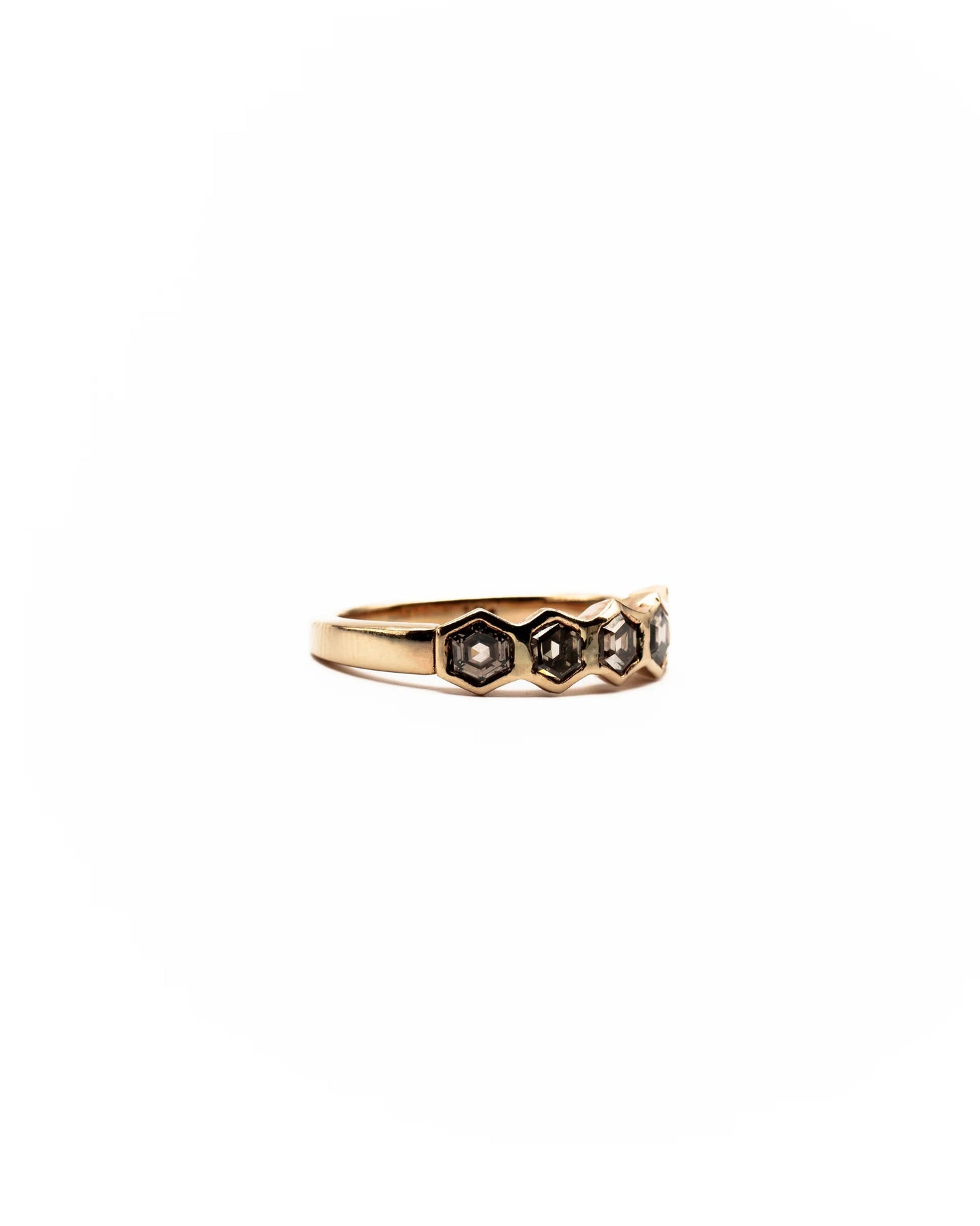 Champagne Diamond Honeycomb Band 14K