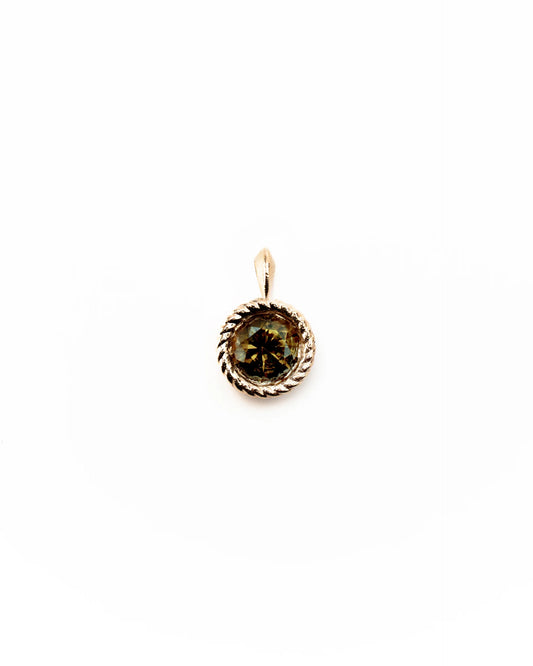 Tourmaline Round Braided Charm 14K