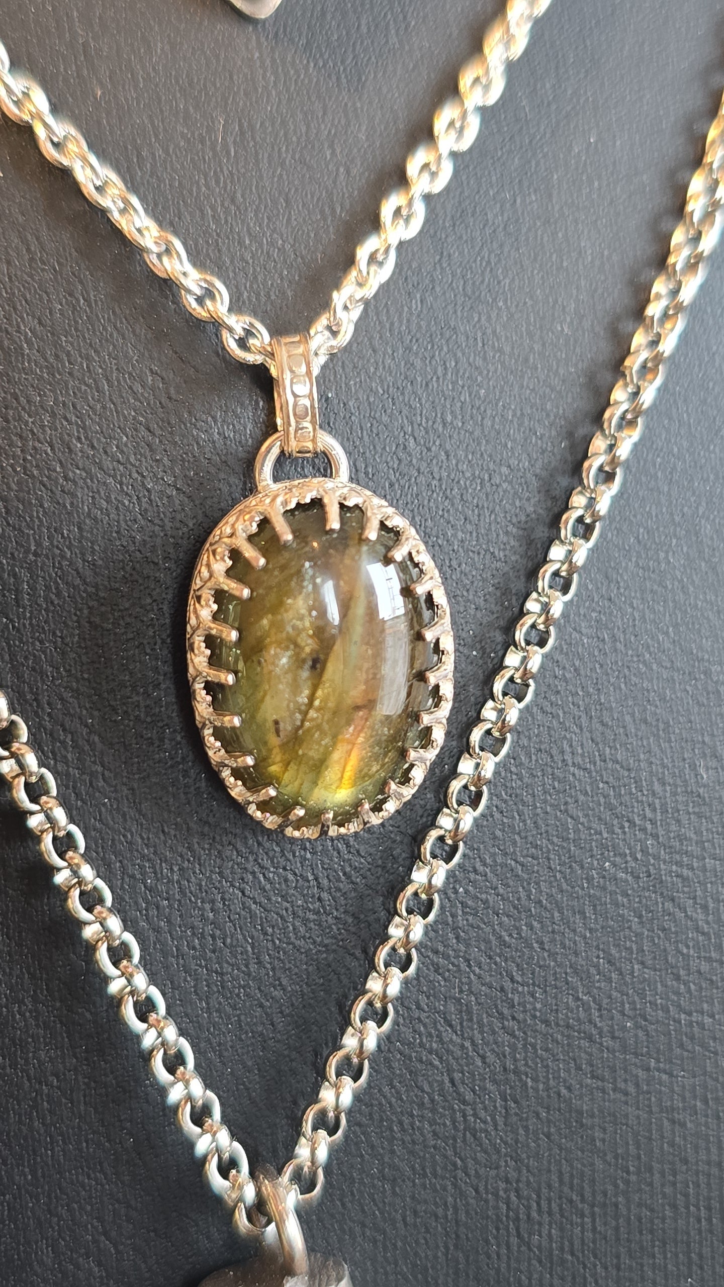 Sterling Oval Labradorite Pendant