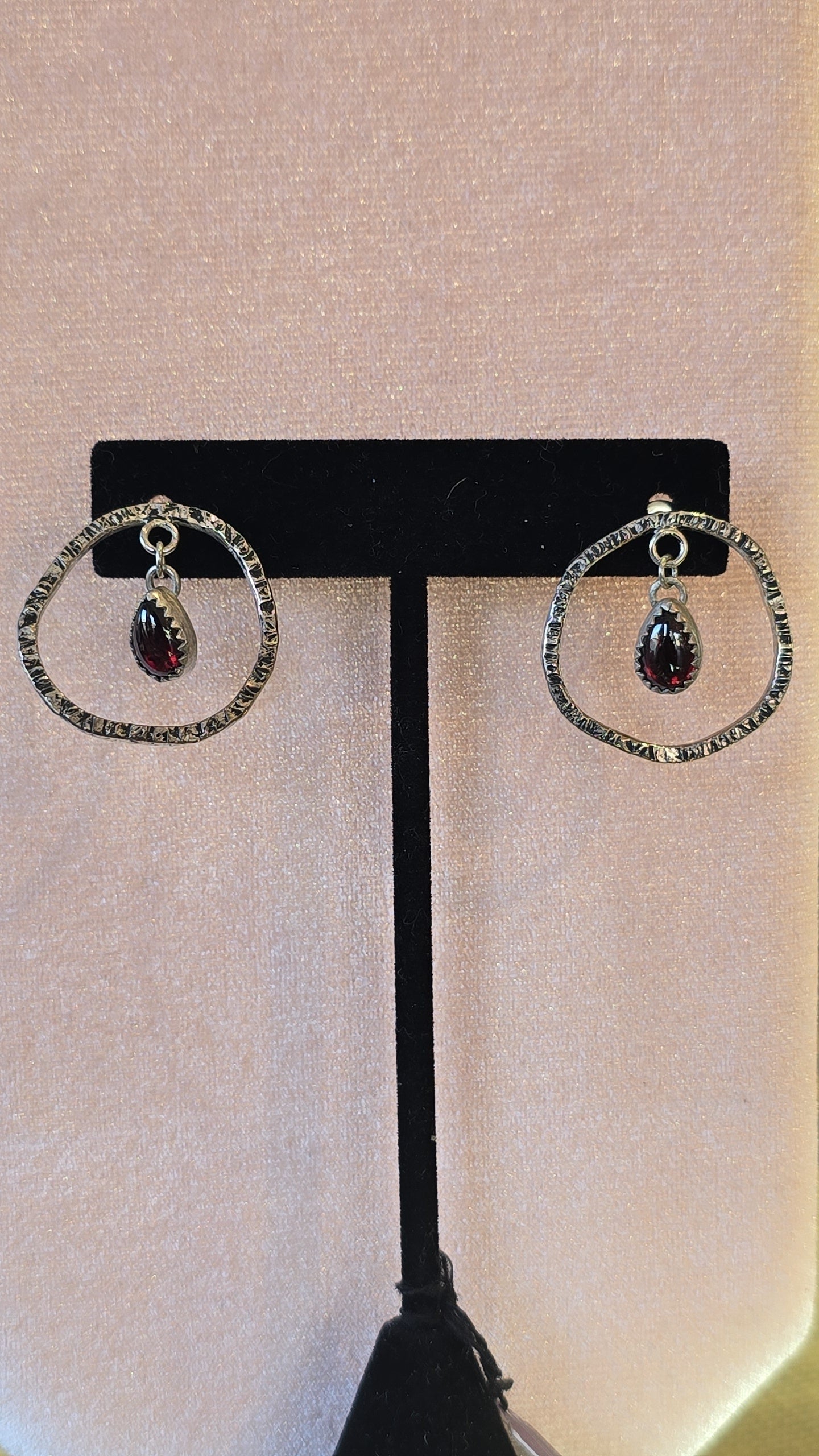 Sterling Garnet Teardrop Earrings