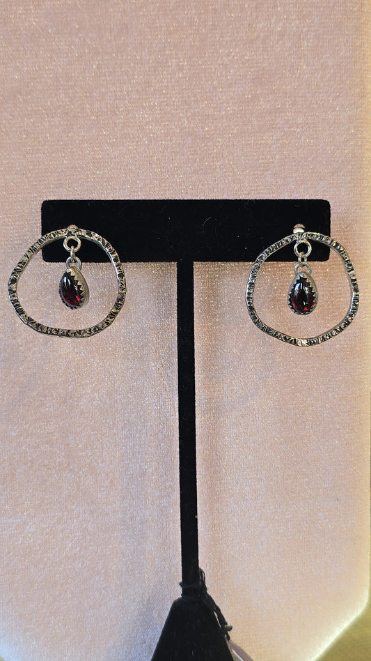 Sterling Garnet Teardrop Earrings