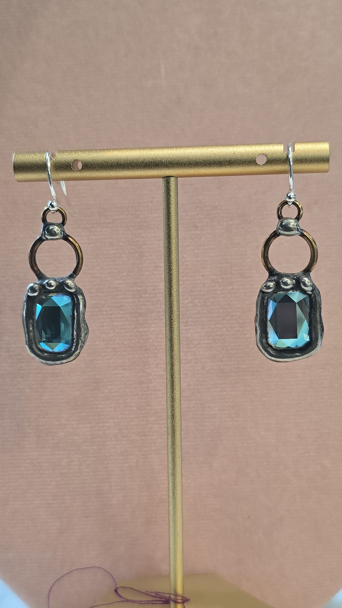 Aqua Shimmer Crystal Drop Earrings