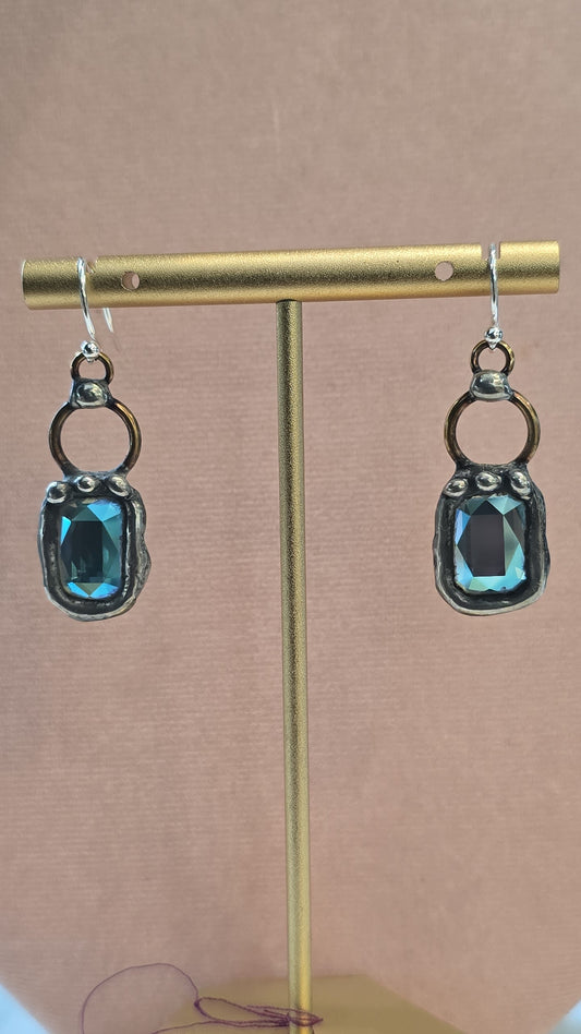 Aqua Shimmer Crystal Drop Earrings