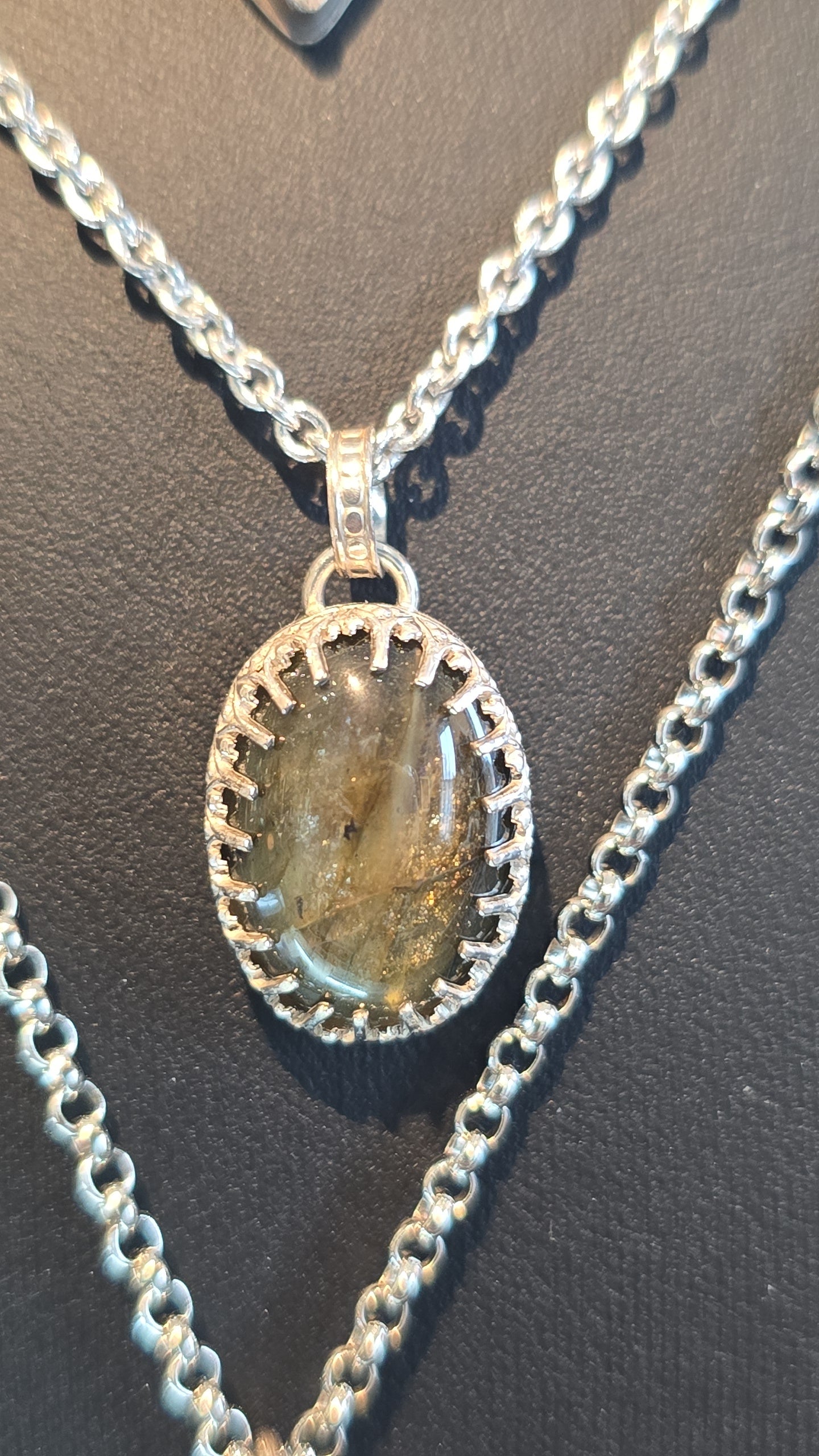 Sterling Oval Labradorite Pendant