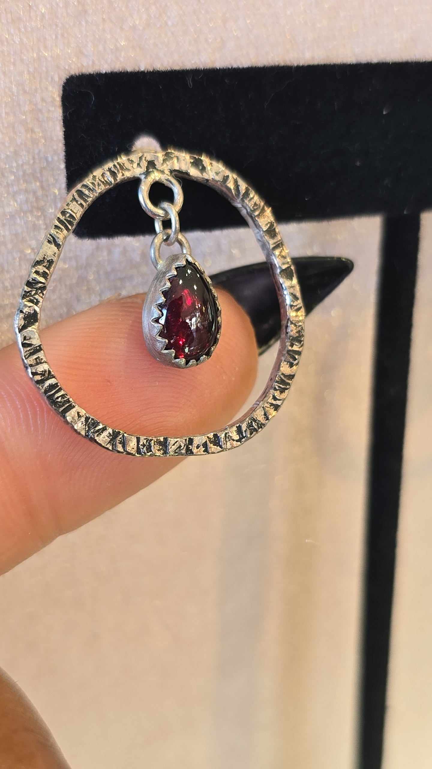 Sterling Garnet Teardrop Earrings