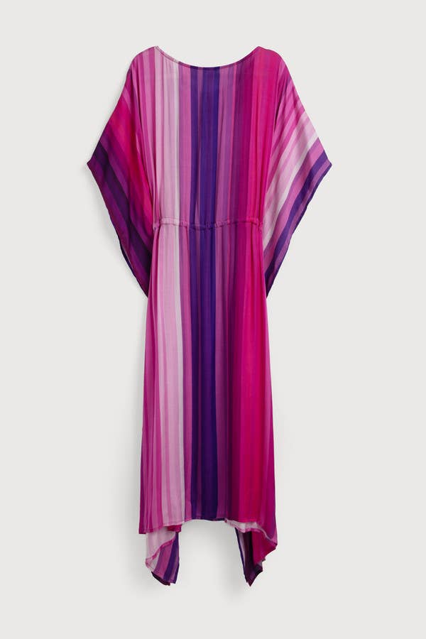 Multicolor Kaftan Striped Tie Waist: Multi-Colored