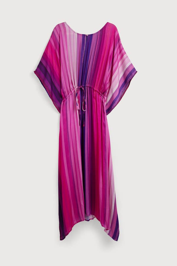 Multicolor Kaftan Striped Tie Waist: Multi-Colored