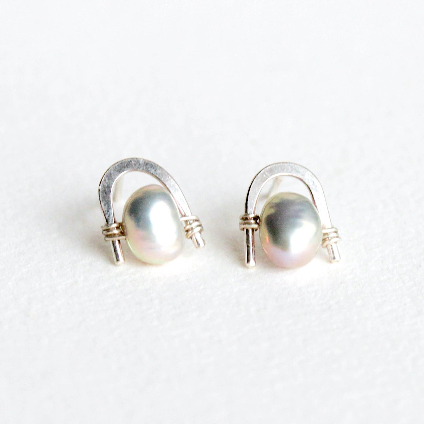 Grey Pearl Staple Studs