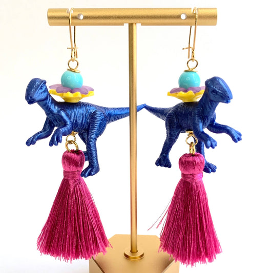 Lenora Dame Cobalt Dinosaur Earrings