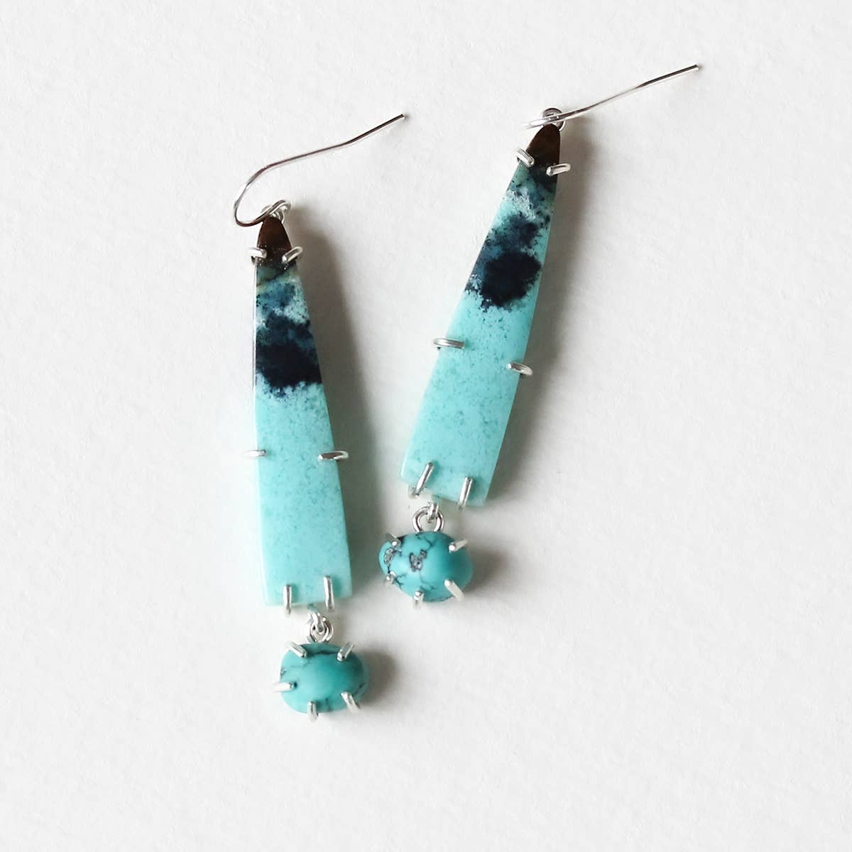 Chrysocolla and Turquoise Pebble Earrings