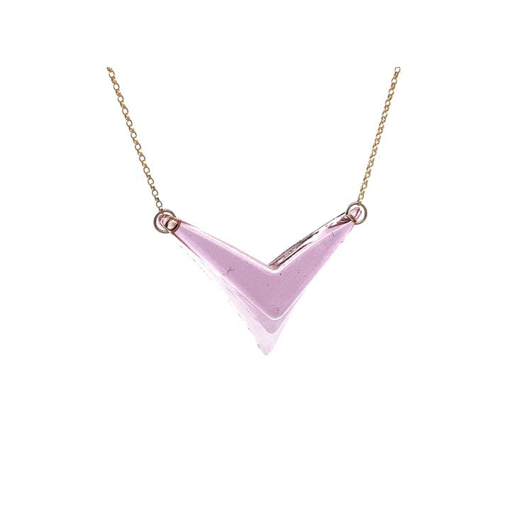 Stacked Fuchsia Deco V Necklace