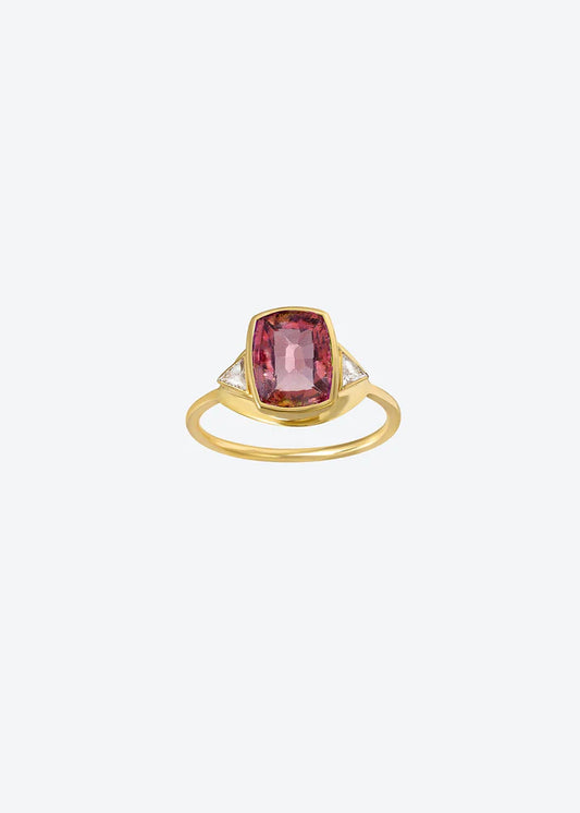 Diamond Eye Ring in Pink Tourmaline 14K