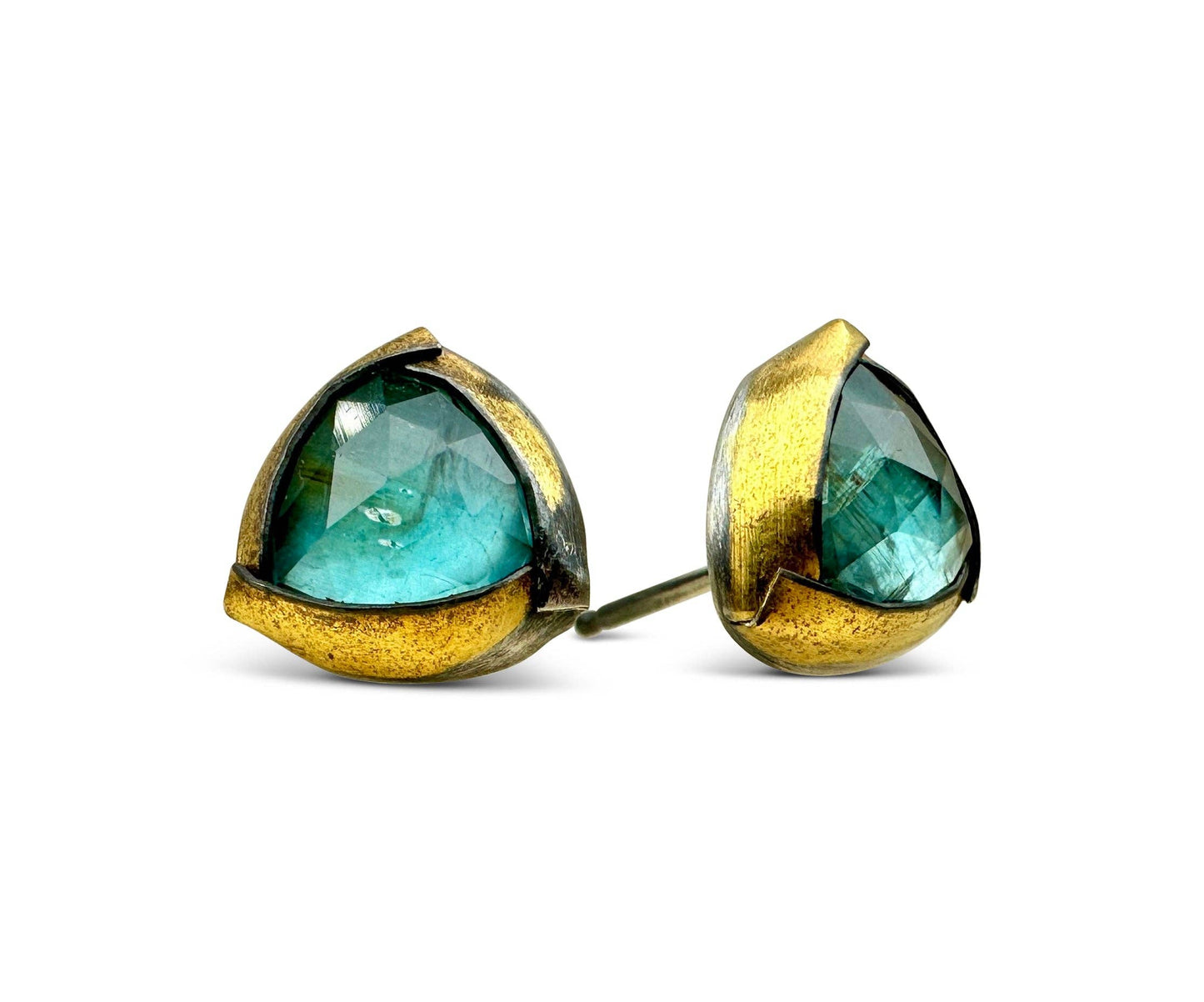 Tri Fold Studs: Labradorite