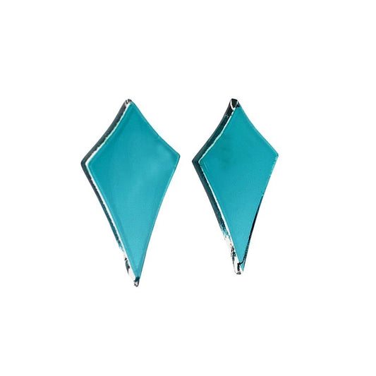 Dark Lagoon elongated Deco Diamond Post Earrings