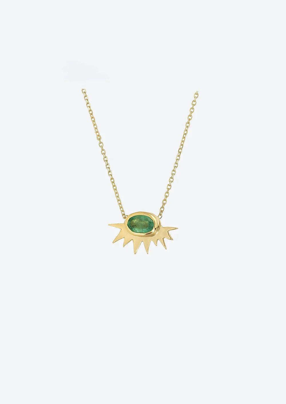 Emerald Sun Necklace Charm in 14K
