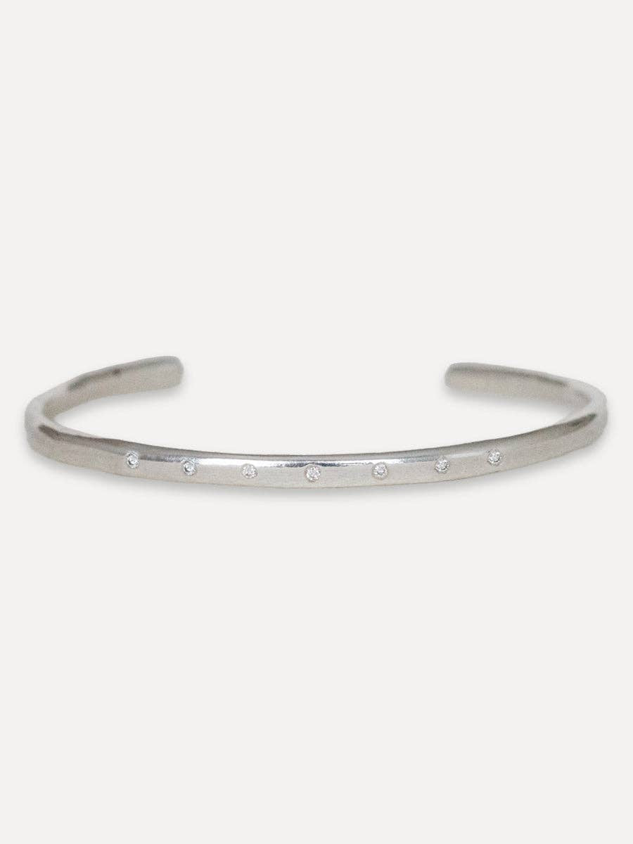 Organic Sterling Silver Diamond Cuff