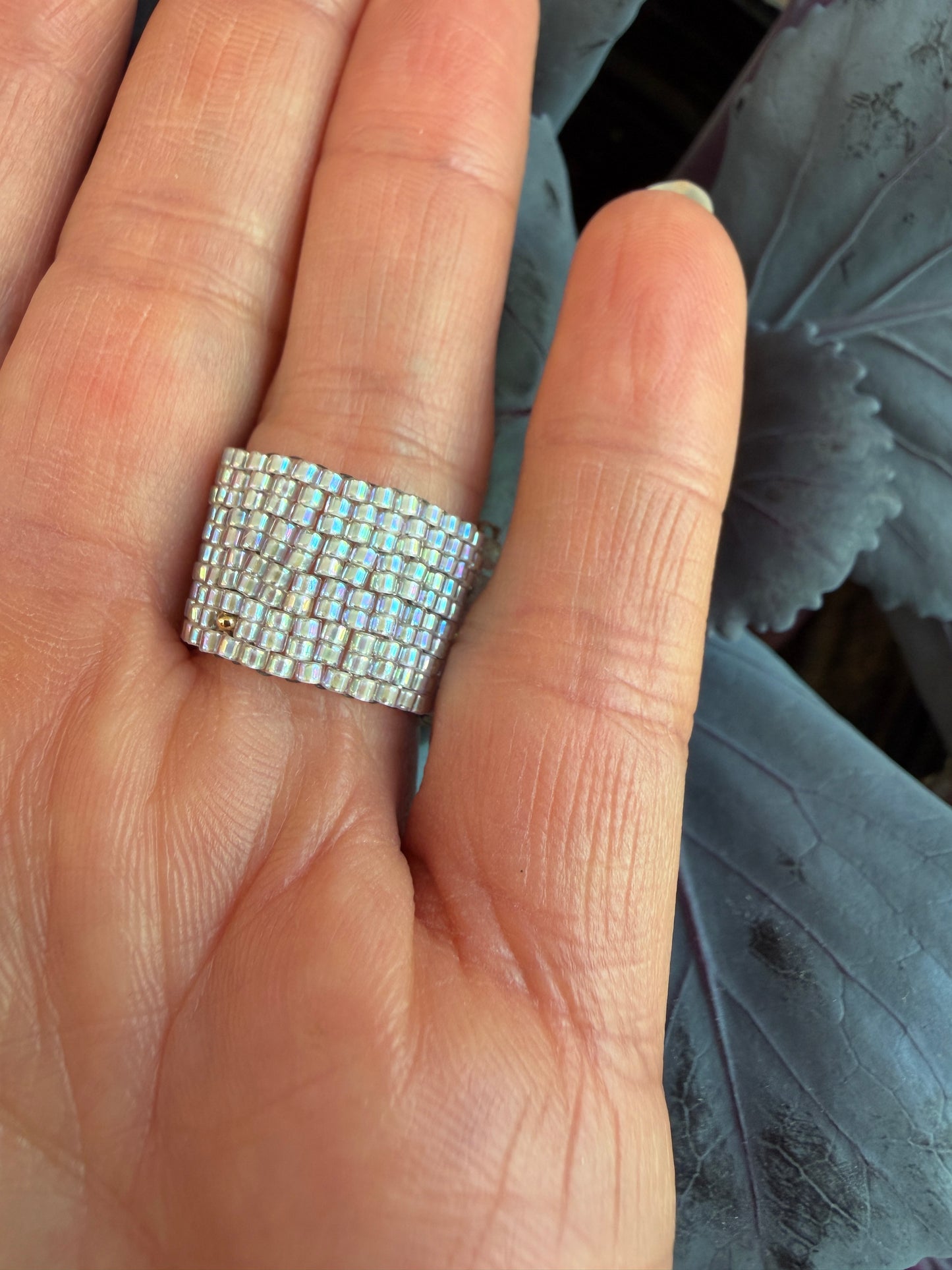 Hand Stitched Moonstone with Sterling Silver Trim - 6 Row