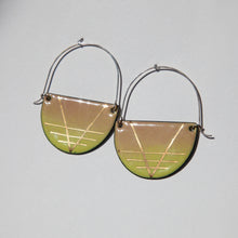 Load image into Gallery viewer, Pink and Green Gradient Deco Hoops