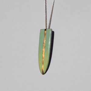 Green and Gold Single Drop Pendant Necklace