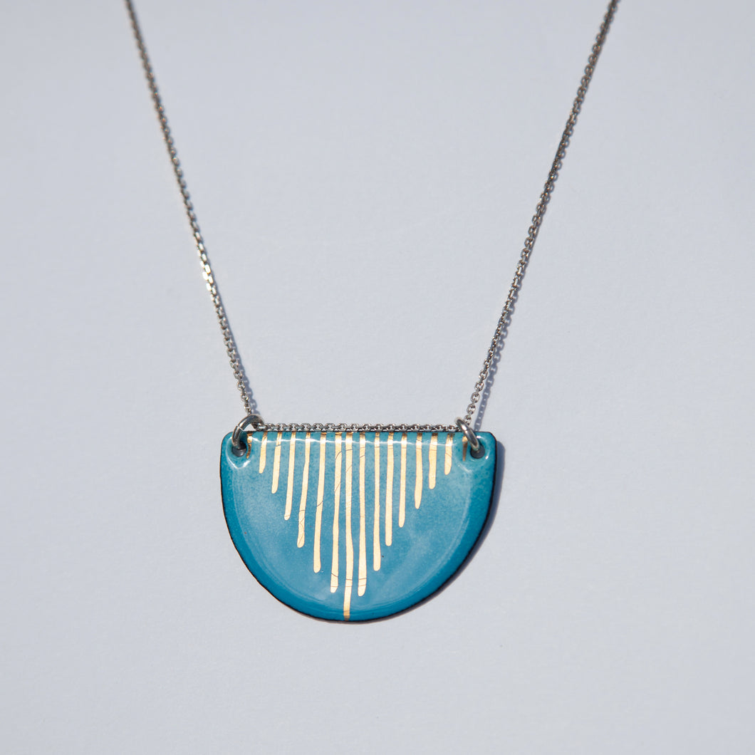 Blue Deco Pendant Necklace