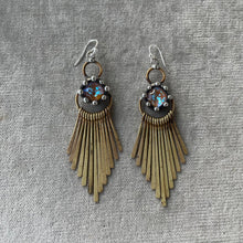 Load image into Gallery viewer, Ochre Crystal and Paddle Fringe Earrings