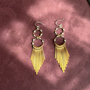 Brass hoops with paddle fringe