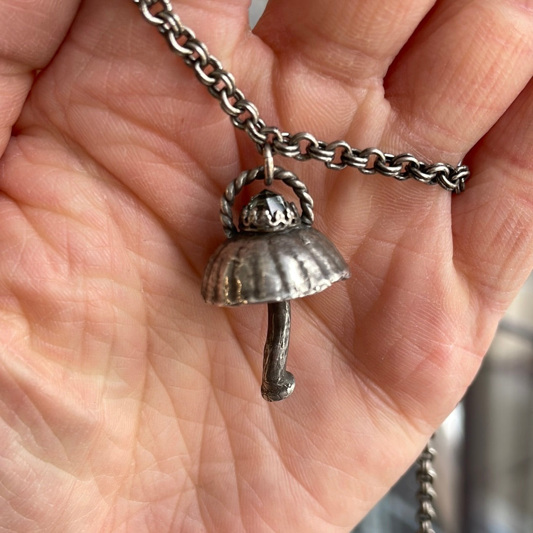 Mushroom Pendant with Green Amethyst
