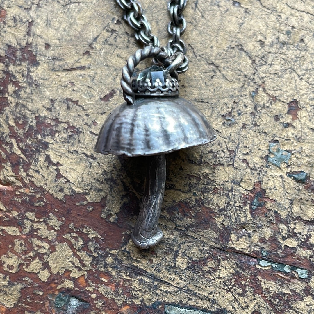 Mushroom Pendant with Green Amethyst