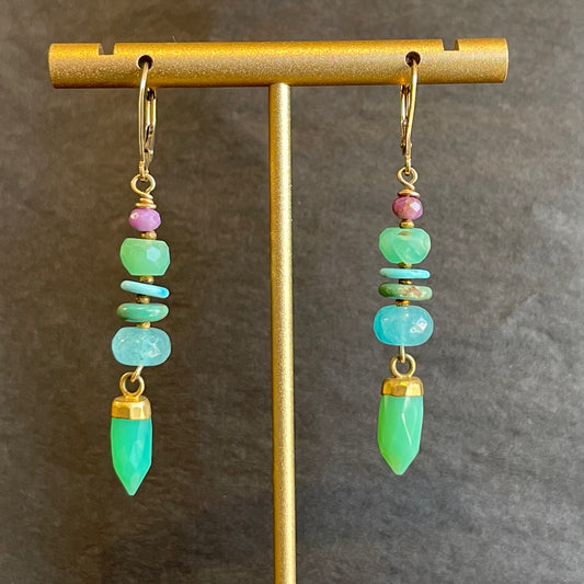 Chrysoprase Point Earrings
