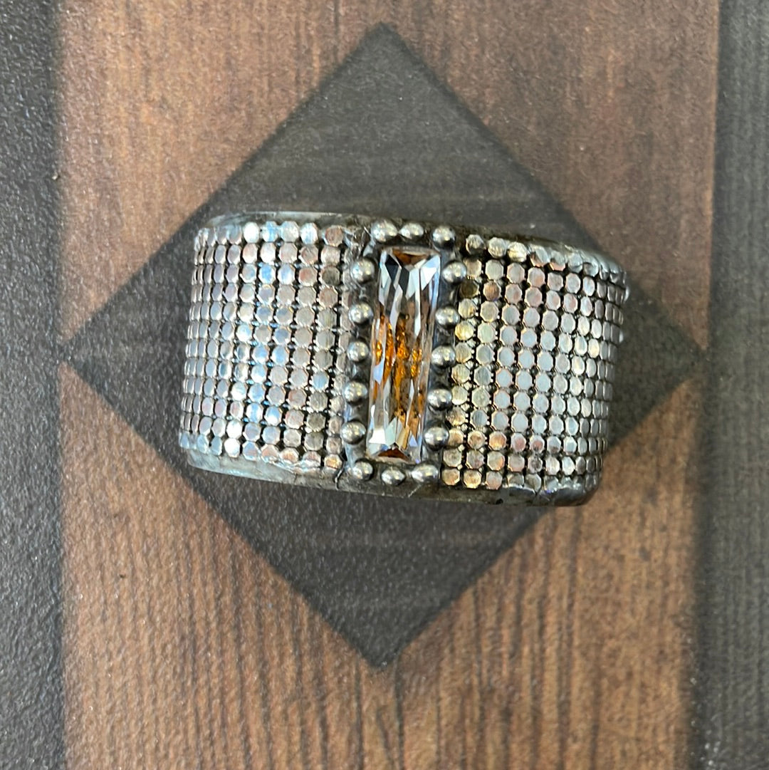 Silver Mesh cuff with Swarovski crystal
