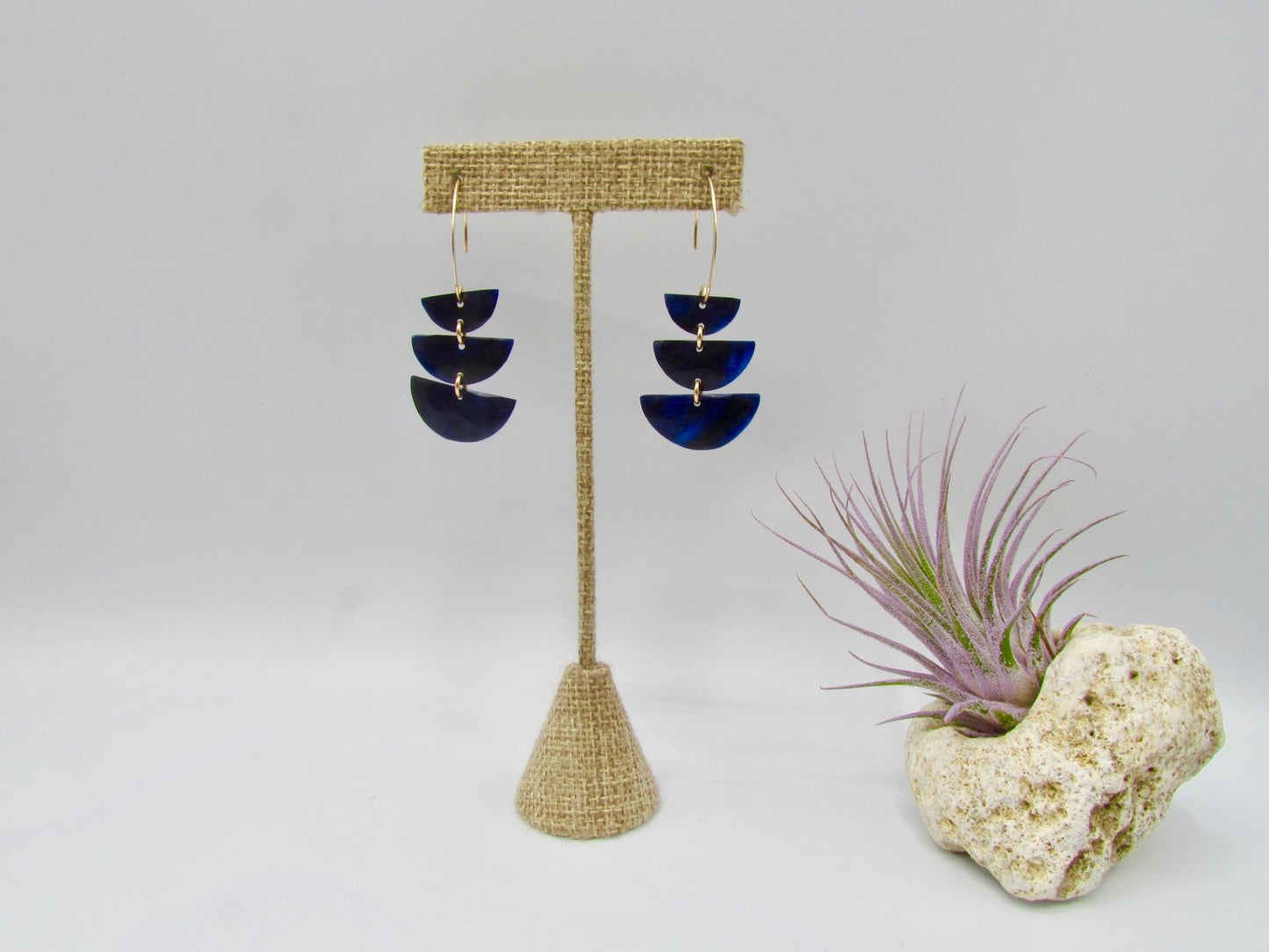 Blue Mussel Triple Half Moons on Gold