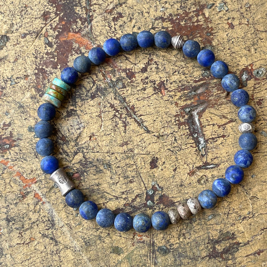 Lapis and Roman Glass Bracelet