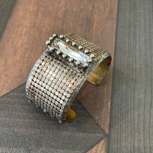 Silver Mesh cuff with Swarovski crystal