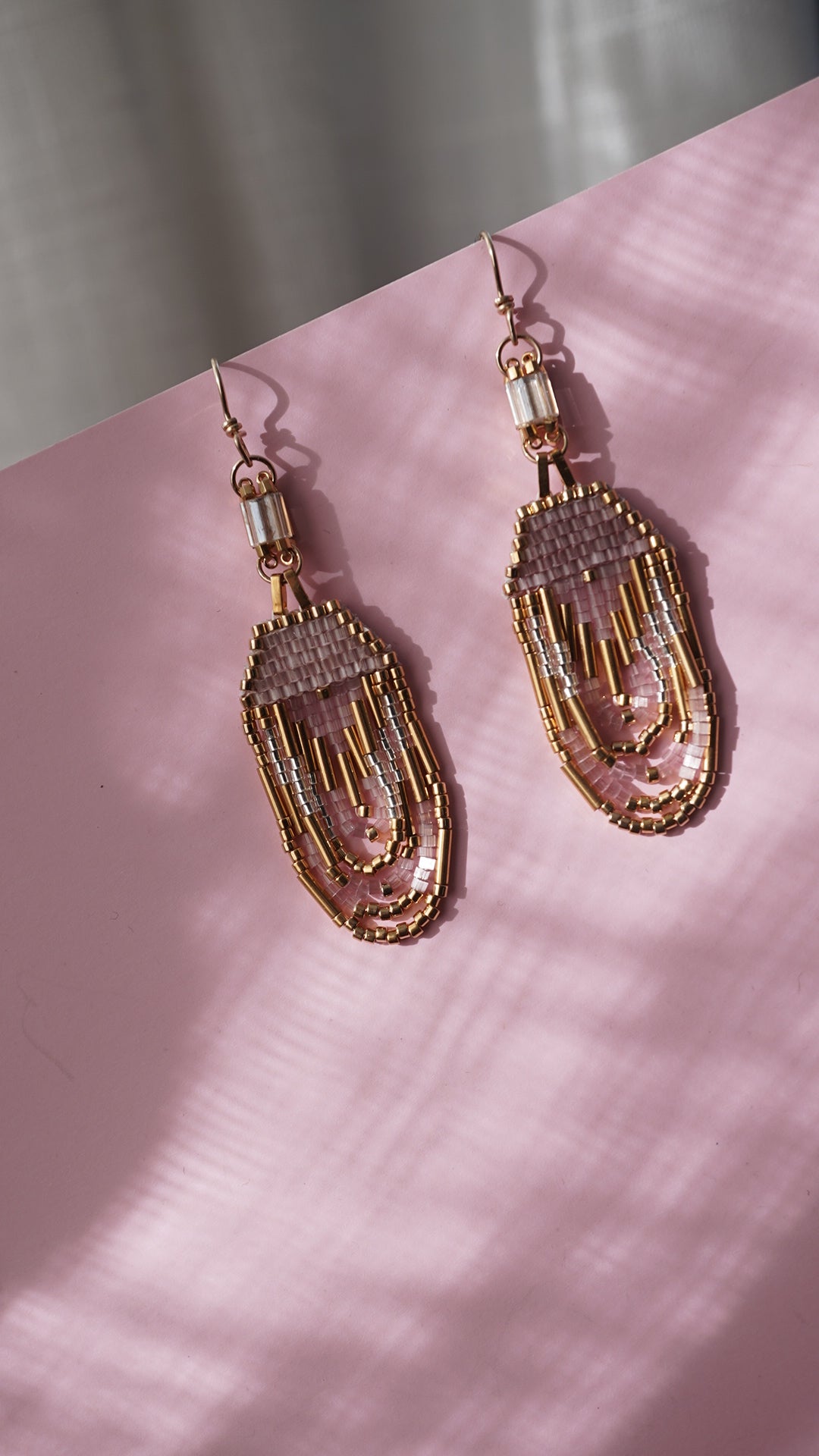 Pink and Gold Sweetheart Earrings