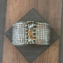 Load image into Gallery viewer, Silver Mesh cuff with Swarovski crystal