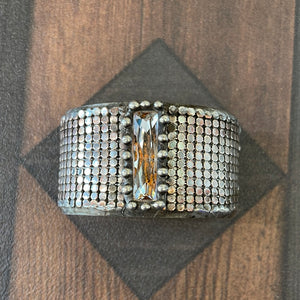 Silver Mesh cuff with Swarovski crystal