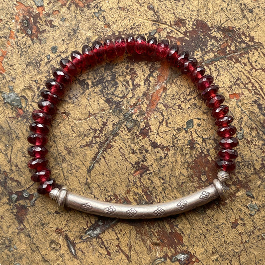 Garnet and Silver Bracelet