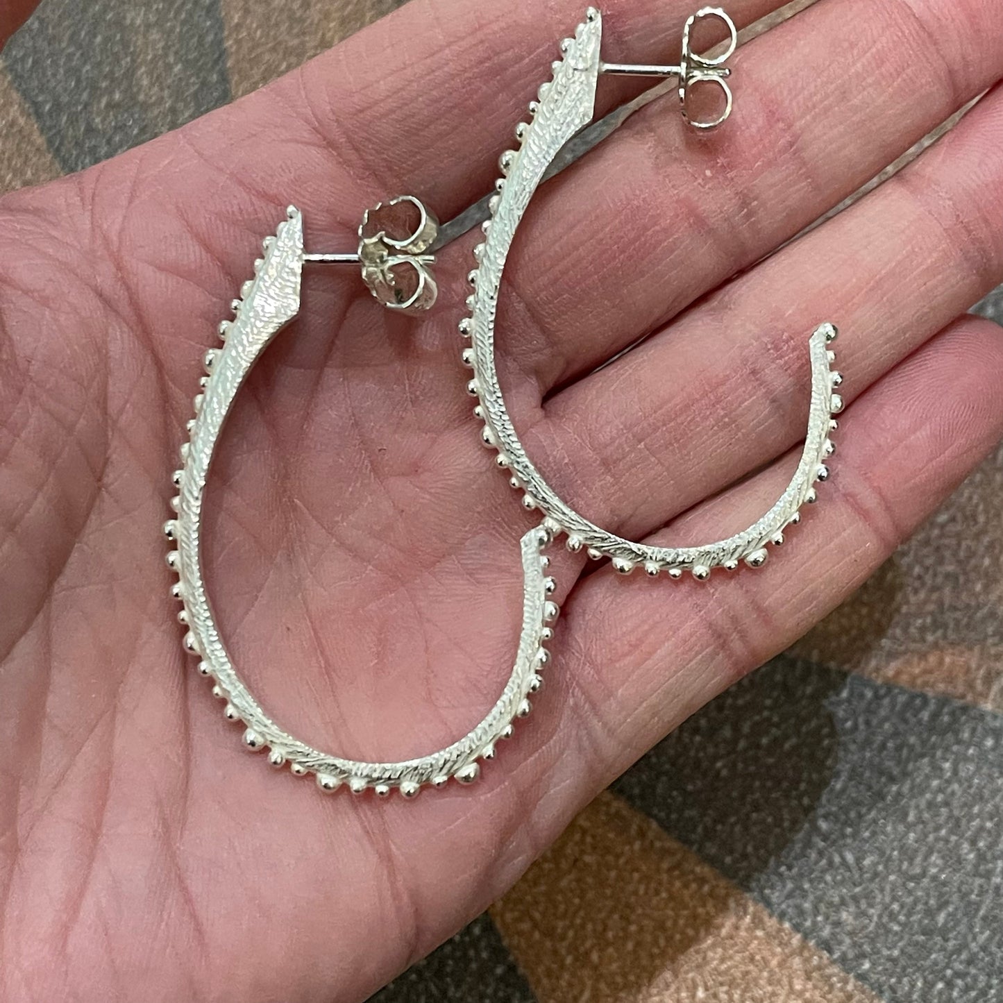 Sterling Silver Small Bumpy Hoops